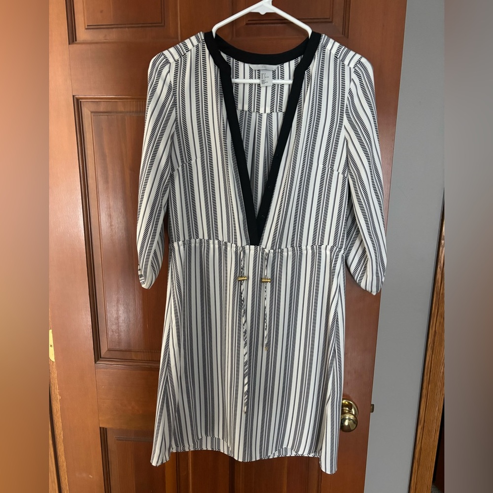 Classic Black & White Shirt Dress